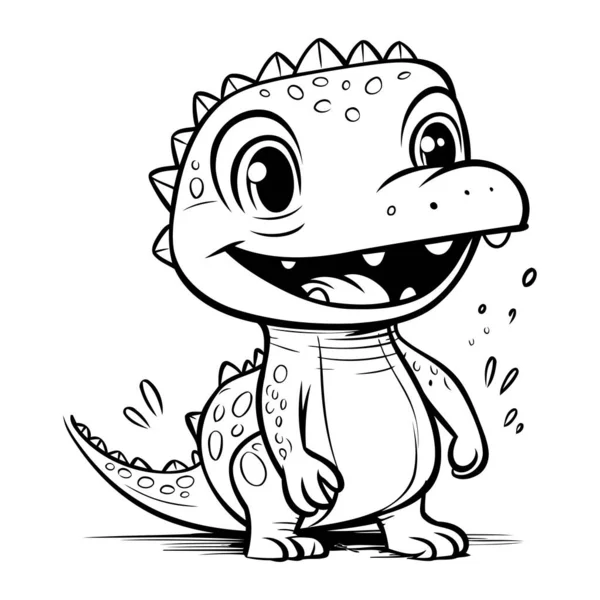 Ilustração Vetorial Personagem Bonito Dos Desenhos Animados Dinossauro Para Colorir — Vetor de Stock