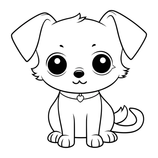 Lindo Perro Dibujos Animados Con Grandes Ojos Ilustración Vectorial Para — Vector de stock
