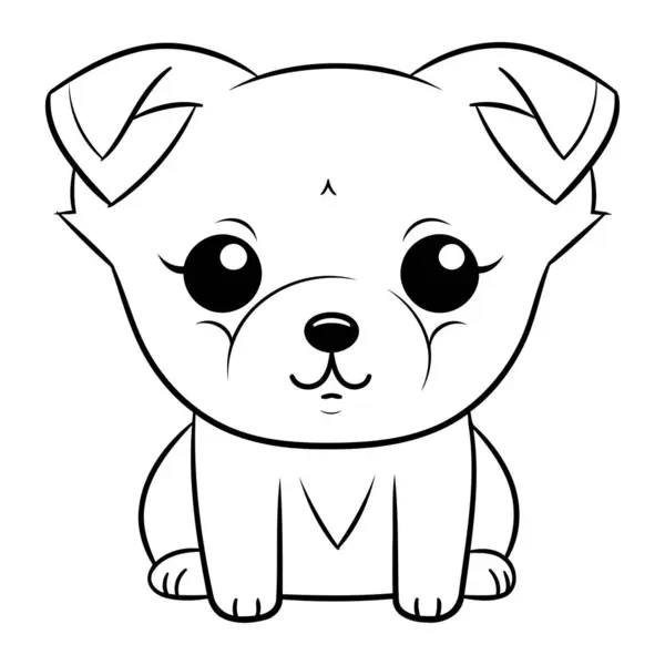 Lindo Perro Dibujos Animados Ilustración Vectorial Blanco Negro Para Colorear — Vector de stock