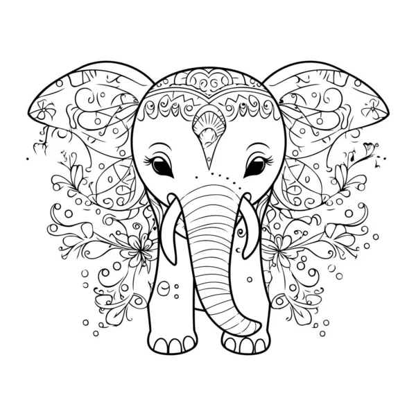 Cute Mandala Baby Elephants Coloring Book Printable Coloring Page for Adult  Coloring Book Digital Download Grayscale Coloring Page 