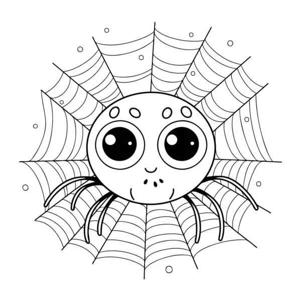 Página Para Colorear Araña Para Niños Ilustración Vectorial Blanco Negro — Archivo Imágenes Vectoriales