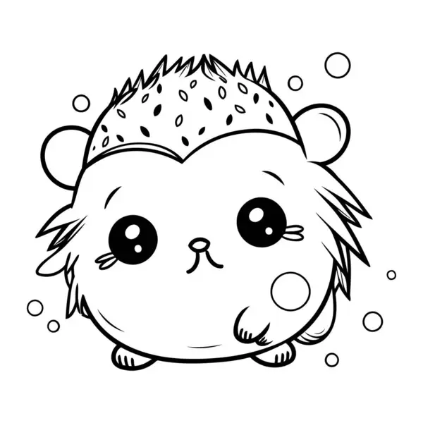 Cute Little Hedgehog Black White Vector Illustration Coloring Book — Stock Vector