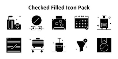 İşaretli temaya dayalı 10 simge Solid Doldurulmuş biçimi koleksiyonu. Dijital ve yaratıcı kullanım için ideal.