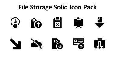 Dosya Depolama merkezli 10 Solid Fill tarzı simge koleksiyonu. Yaratıcı, teknolojik veya iş projeleri için ideal.