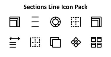 Bu simge seti, Bölüm 'ü temsil eden 10 Kalın Dış Hatlar simgesini içerir. Cep telefonu, web ya da uygulama UI için harika.