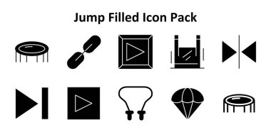 Sıçrama merkezli 10 Solid Doldurulmuş simge koleksiyonu. Yaratıcı, teknolojik veya iş projeleri için ideal.