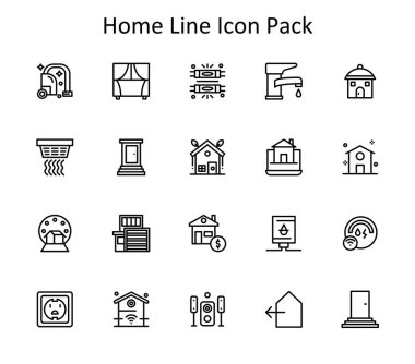 Bu simge seti Home 'u temsil eden 20 Satır biçimi simgesini içerir. Cep telefonu, web ya da uygulama UI için harika.