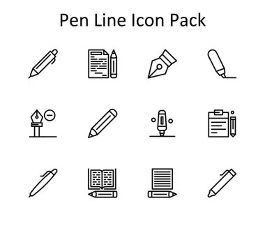 Pen etrafında 12 satırlık simgelerden oluşan bir paket. Web siteleri, uygulamalar ve dijital projeler için uygundur.