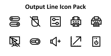 Çıktı etrafında 10 Kalın Taslak biçimli simge içeren indirilebilir vektör paketi indirilebilir. Basit, temiz ve kullanımı kolay..