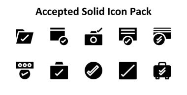 Kabul edilen temaya dayalı Solid Fill tarzında 10 simge koleksiyonu. Dijital ve yaratıcı kullanım için ideal.