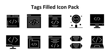 Etiketler etrafında 10 Katı Doldurulmuş simge içeren indirilebilir vektör paketi indirilebilir. Basit, temiz ve kullanımı kolay..