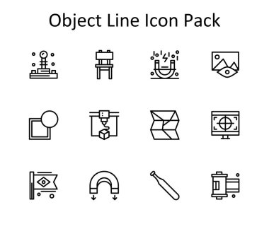 Bu paket Nesne teması etrafında inşa edilmiş, satır biçiminde 12 temiz vektör simgesini içerir.