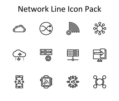 Temiz çizgi biçiminde 12 vektör simgesi dizayn edildi. Ağ 'dan esinlenilerek, UI / UX tasarımı için mükemmel.