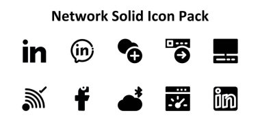 Network çevresinde 10 Solid Fill tarzı simge içeren indirilebilir vektör paketi indirilebilir. Basit, temiz ve kullanımı kolay..
