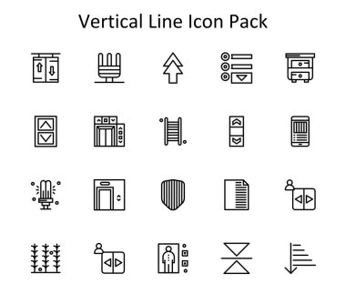 Dikey kavramları temsil eden 20 eşsiz Satır biçimi simgesi içeren temalı simge seti.