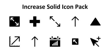 Increase temasına dayalı Solid Fill tarzında 10 simge koleksiyonu. Dijital ve yaratıcı kullanım için ideal.