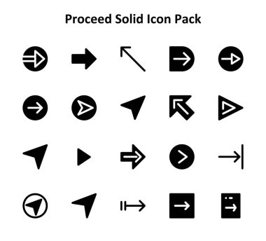 Proceed temasına dayalı 20 ölçeklenebilir Doldurulabilir simge. Temiz ve profesyonel tasarım için mükemmel..