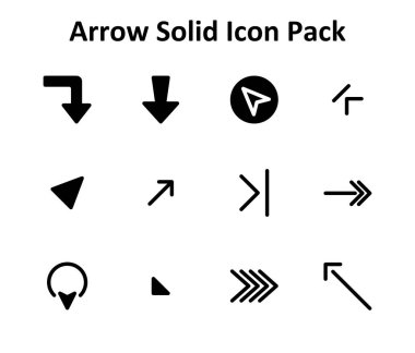 Ok teması için Doldurulmuş stilde 12 profesyonel vektör simgesi. Çok yönlü ve ölçeklenebilir.