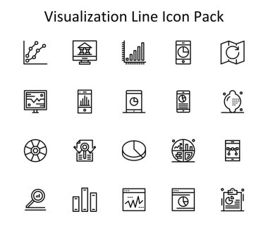 Görselleştirme teması için 20 profesyonel vektör simgesi. Çok yönlü ve ölçeklenebilir.