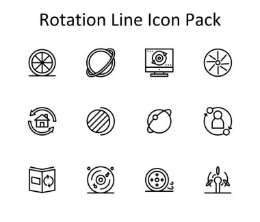Döndürme temasına dayalı 12 simge koleksiyonu. Dijital ve yaratıcı kullanım için ideal.