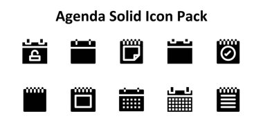 Bu paket, Gündem teması etrafında kurulmuş Solid Fill tarzında 10 tane temiz vektör simgesini içerir.
