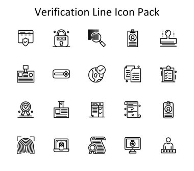 Doğrulama üzerine kurulu 20 satır biçiminde bir simge koleksiyonu. Yaratıcı, teknolojik veya iş projeleri için ideal.