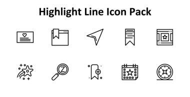 Bu paket, Vurgulama teması etrafında inşa edilmiş İnce Satır biçiminde 10 tane temiz vektör simgesini içerir.