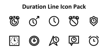 Duration teması için Bold Outline tarzında 10 profesyonel vektör simgesi. Çok yönlü ve ölçeklenebilir.