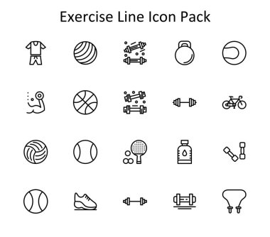 Egzersiz merkezli 20 satır tarzı ikon koleksiyonu. Yaratıcı, teknolojik veya iş projeleri için ideal.