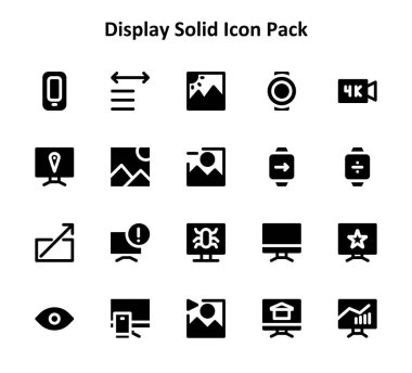 Ekran konusuna odaklanmış 20 simge biçiminde vektör illüstrasyon seti.