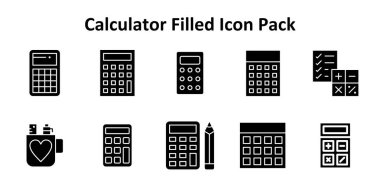 Bu simge paketi, hesap makinesini tutarlı bir şekilde temsil eden 10 vektör simgesini içerir..