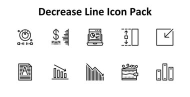 İnce Satır tarzında 10 simge içeren bu set, modern arayüz kullanımı için Azalt 'ın çekirdek elemanlarını kapsar.