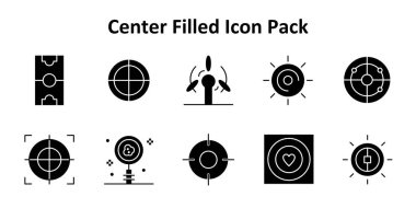 Merkez çevresinde 10 Solid Doldurulmuş simge içeren indirilebilir vektör paketi indirilebilir. Basit, temiz ve kullanımı kolay..