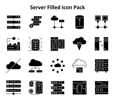 Bu simge seti, Sunucu 'yu temsil eden 20 Solid Doldurulmuş biçim simgesini içerir. Cep telefonu, web ya da uygulama UI için harika.