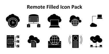 Uzak kavramları temsil eden 10 adet Solid Doldurulmuş Biçim simgesinden oluşan temalı simge seti.