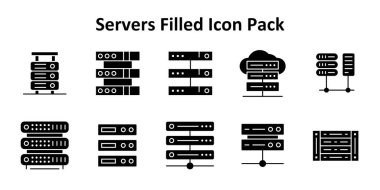 Bu paket, Sunucu teması etrafında kurulmuş, Solid Dolu biçimdeki 10 temiz vektör simgesini içerir.