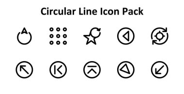 Dairesel kavramları temsil eden 10 eşsiz Kalın Dış Hatlar simgesine sahip temalı simge seti.