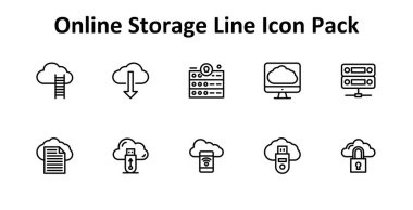 Çevrimiçi Depo çevresinde 10 adet İnce Çizgi tarzı simge. Web siteleri, uygulamalar ve dijital projeler için uygundur.
