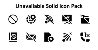 Mevcut olmayan üzerine kurulu 10 Solid Fill tarzı simge koleksiyonu. Yaratıcı, teknolojik veya iş projeleri için ideal.