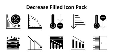 Azalt etrafında 10 Katı Doldurulmuş simge paketi. Web siteleri, uygulamalar ve dijital projeler için uygundur.