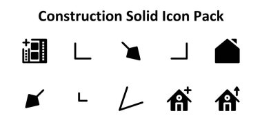 İnşaat tabanlı 10 Solid Fill simgesi içeren en küçük simge seti. Gösterge panelleri ve mobil tasarım için ideal.
