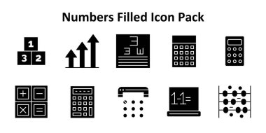 Sayılara dayalı 10 Solid Doldurulmuş simge içeren en küçük simge seti. Gösterge panelleri ve mobil tasarım için ideal.