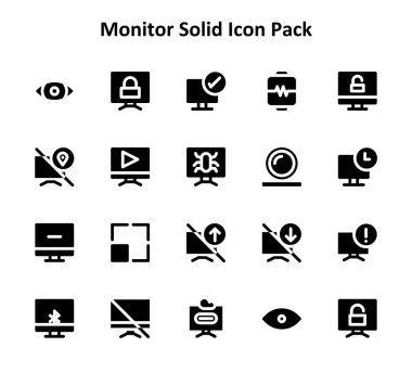 Monitor temasına dayalı 20 simge doldurulmuş biçiminde koleksiyon. Dijital ve yaratıcı kullanım için ideal.