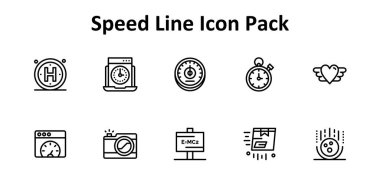 Speed 'e odaklı 10 adet İnce Çizgi tarzı ikon koleksiyonu. Yaratıcı, teknolojik veya iş projeleri için ideal.