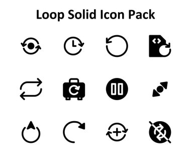 Döngü merkezli 12 Dolu Stil simgesinden oluşan bir derleme. Yaratıcı, teknolojik veya iş projeleri için ideal.