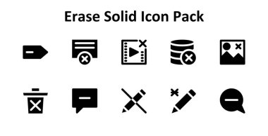 Bu paket, Silme teması etrafında kurulmuş Solid Doldurma biçimi ile 10 temiz vektör simgesini içerir.