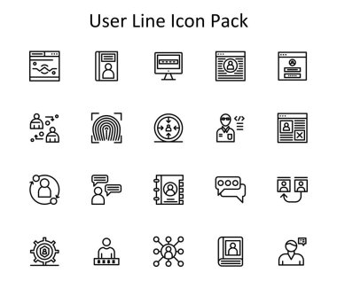 Kullanıcı tabanlı 20 Satır simgesi içeren en küçük simge seti. Gösterge panelleri ve mobil tasarım için ideal.