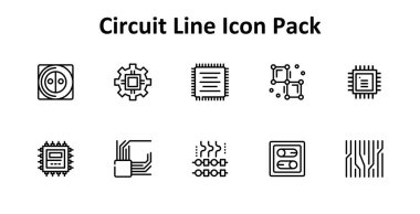 Bu paket, Devre teması etrafında inşa edilmiş, İnce Çizgi biçiminde 10 temiz vektör simgesini içerir.