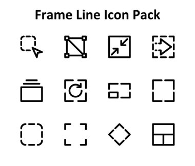 Çerçeve etrafında 12 simge içeren modern simge paketi, Outline biçiminde oluşturuldu. Arayüzler ve dijital ürünler için tasarlandı.