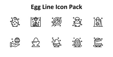 Bu simge paketi, İnce Çizgi tasarım tarzında Yumurtayı temsil eden 10 vektör simgesini içerir.